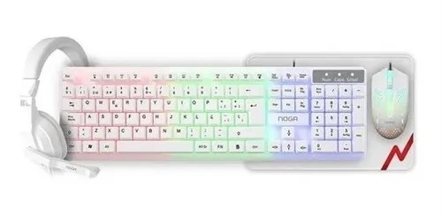 COMBO GAMING TEC+MOU+AURI+PAD NOGA NKB-413B BLANCO