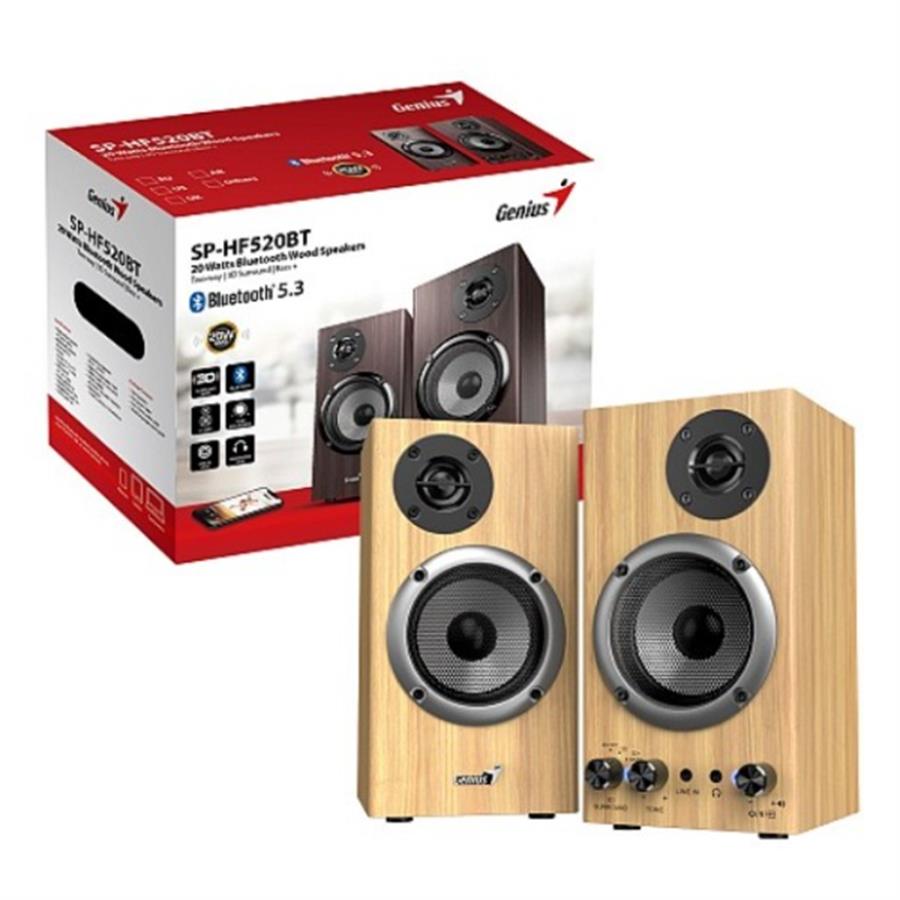 PARLANTES GENIUS 2.0 SP-HF800BT BLUETOOTH5.3 20W RMS WOOD