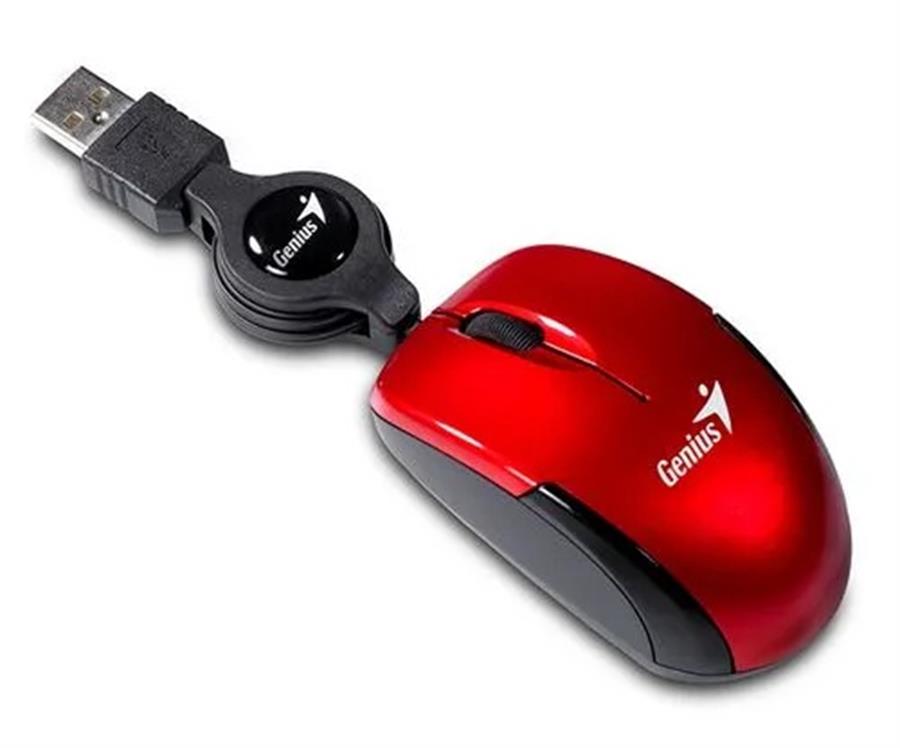 MOUSE GENIUS MICRO TRAVELER RETRACTIL ROJO