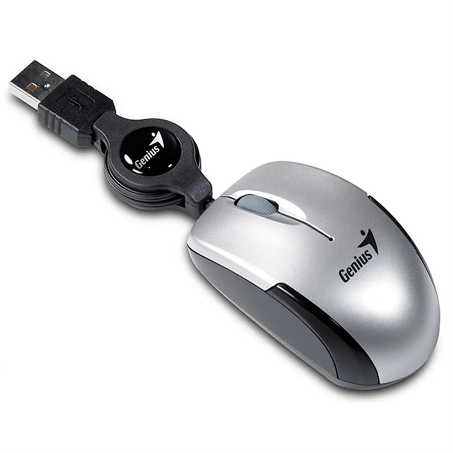 MOUSE GENIUS MICRO TRAVELER RETRACTIL PLATA