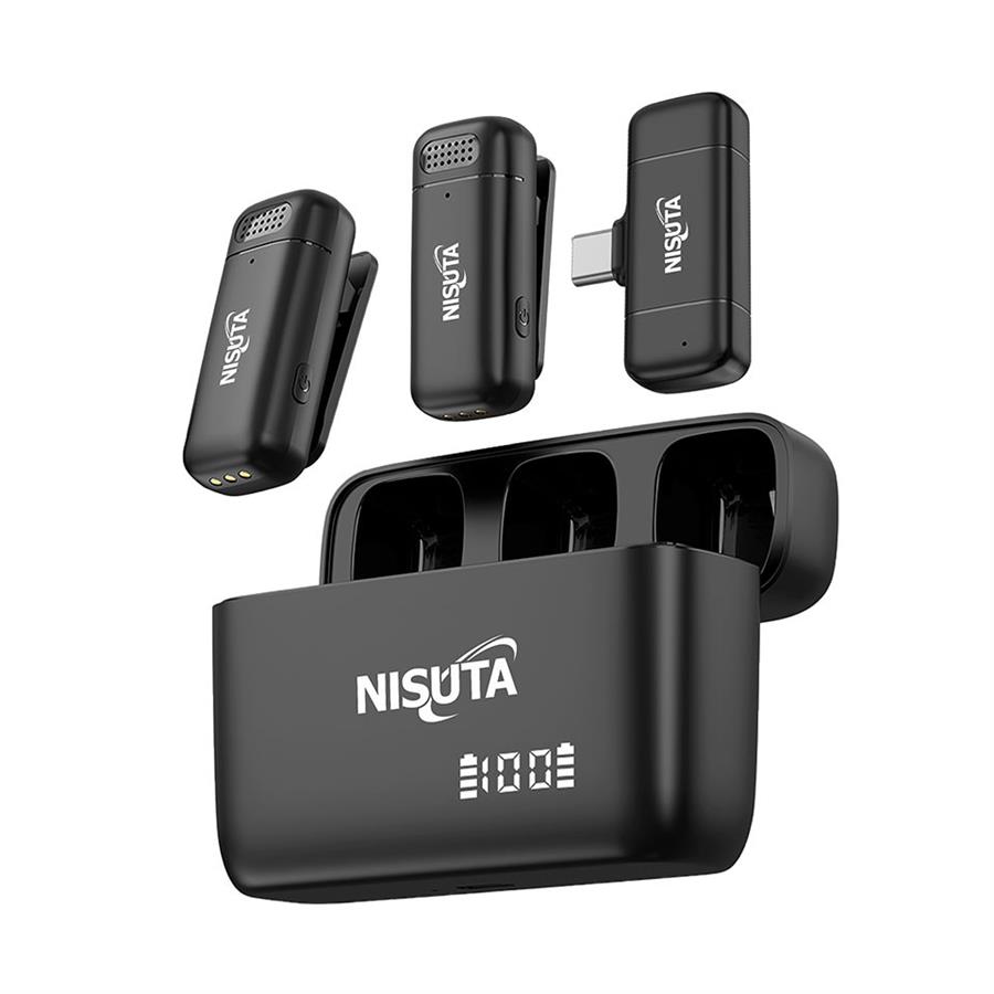 MICROFÓNO INALÁMBRICO DOBLE (USB C) 2.4GHZ NISUTA NSMICW3