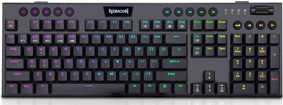 TECLADO MECANICO WIRELESS REDRAGON BLACK HORUS K618-RGB
